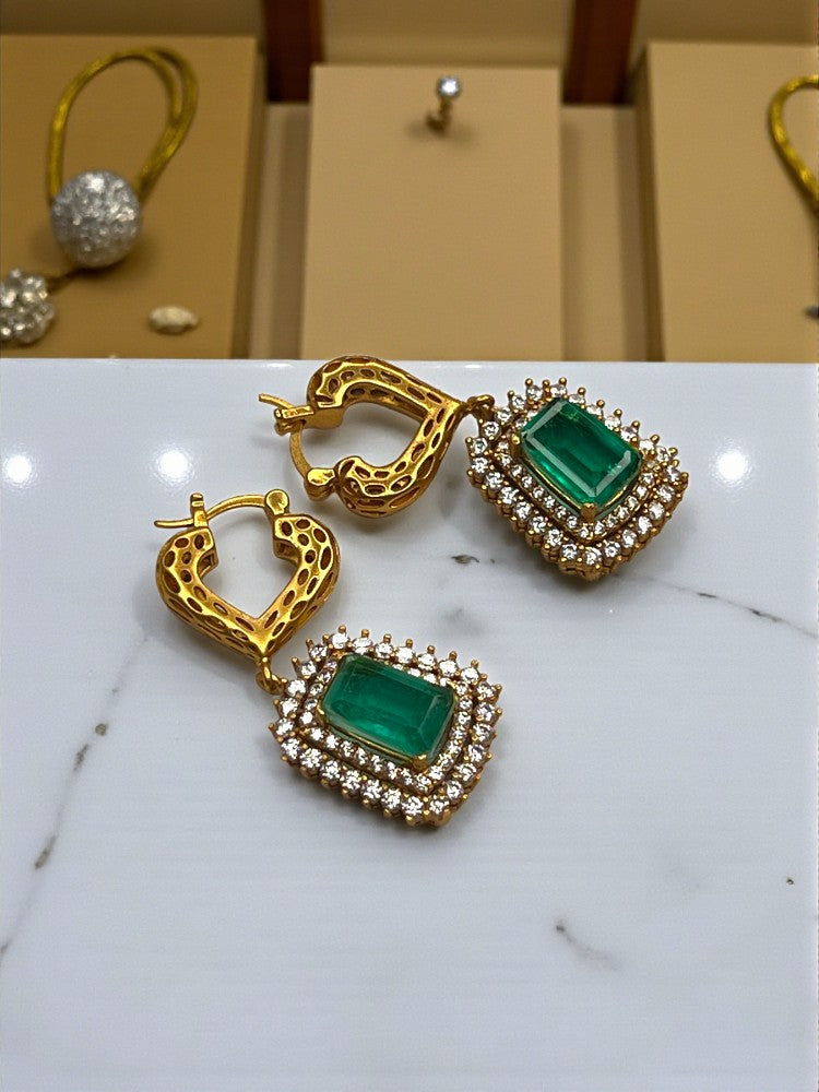 Green Clove Hoops Earrings