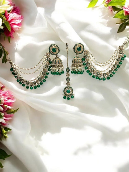 Masaba Emerald Sahara Jhumkis with Maangtikka