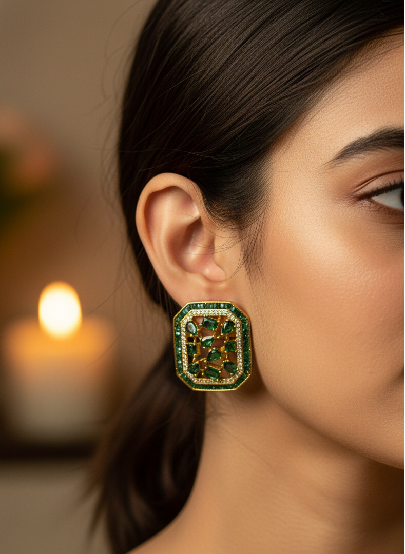 Green Hina Stud Earrings