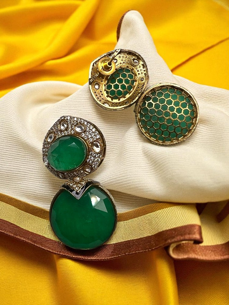 Green Nisha Dangler Earrings