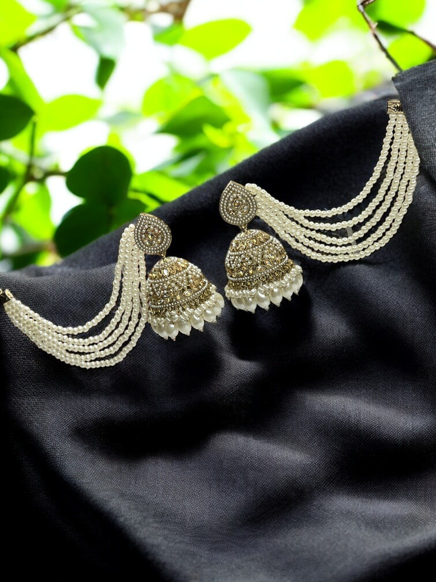 Ivory Damini Jhumki Earrings