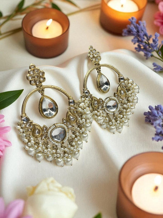Ivory Mehar Chandbali Earrings