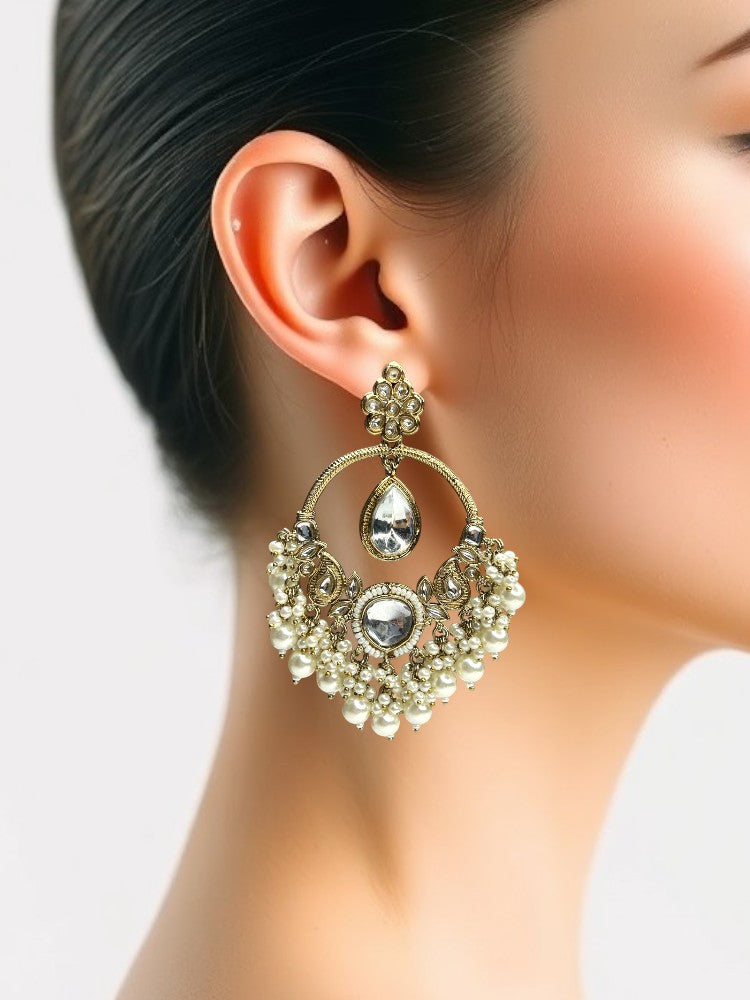 Ivory Mehar Chandbali Earrings
