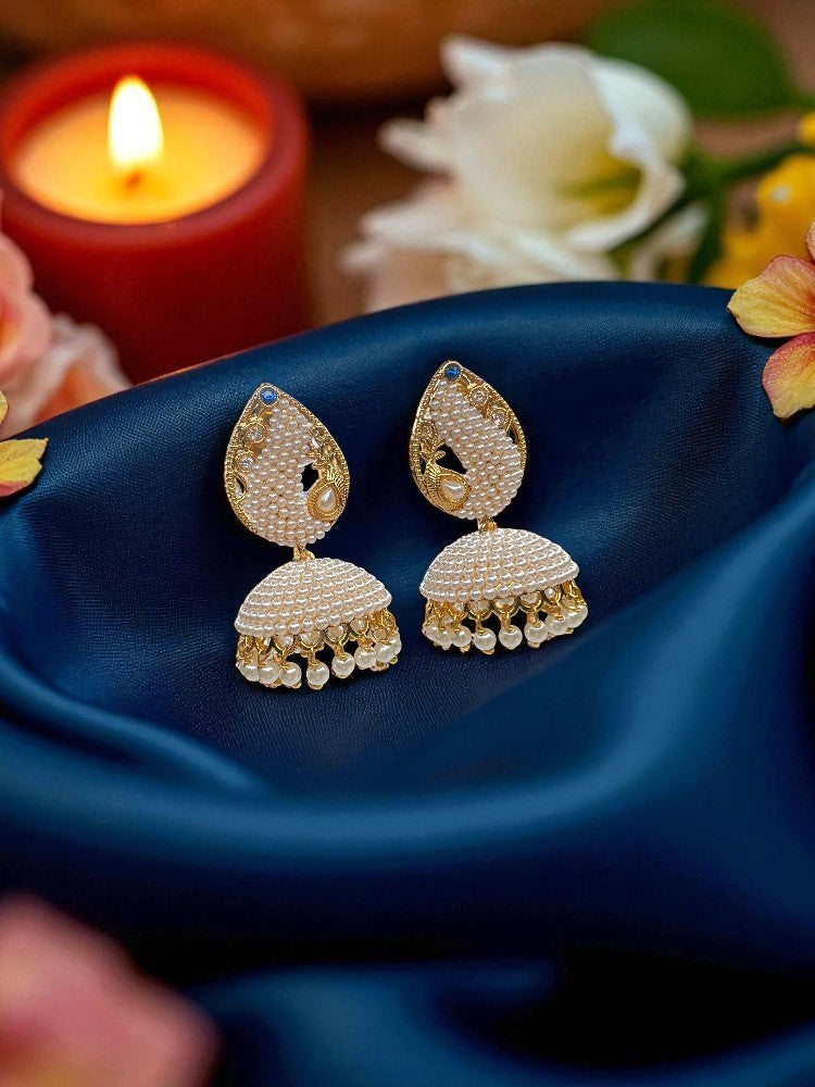 Ivory Purna Jhumki Earrings