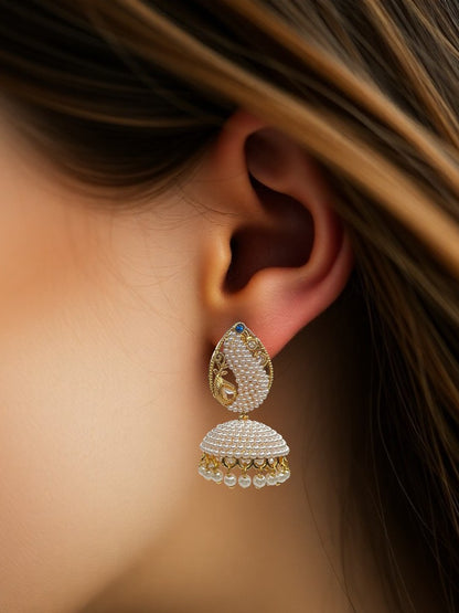 Ivory Purna Jhumki Earrings