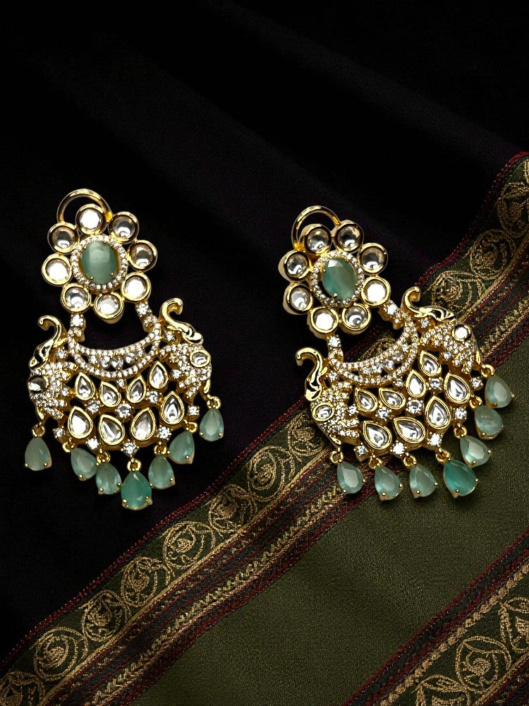 Mint Green Misha Chandbali Earrings