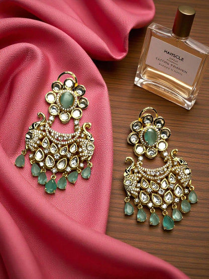 Mint Green Misha Chandbali Earrings