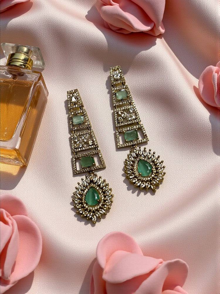 Mint Green Gold Amara American Diamond Necklace Set