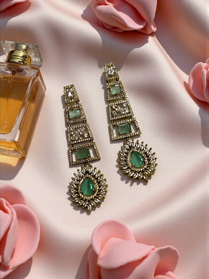 Mint Green Gold Amara American Diamond Necklace Set