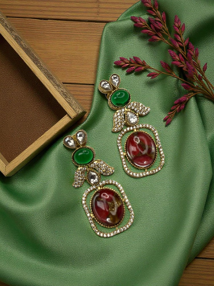 Green Ruby Zoya Dangler Earrings