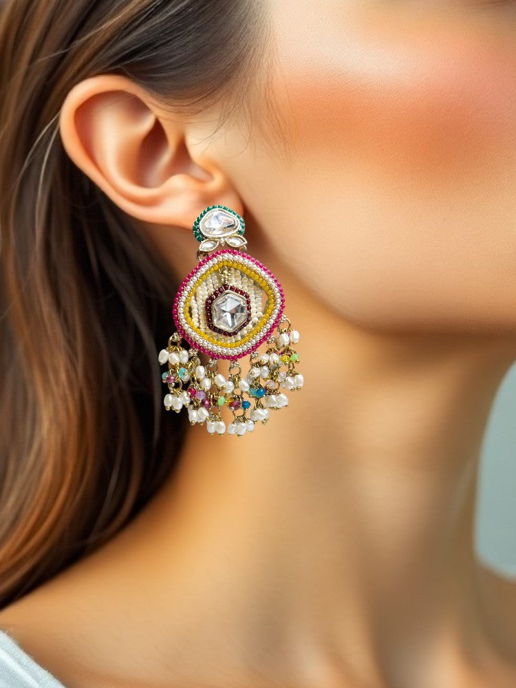Multicolour Chandbali Earrings