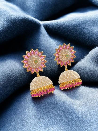 Multicolour ivory Sunflower Jhumki Earrings