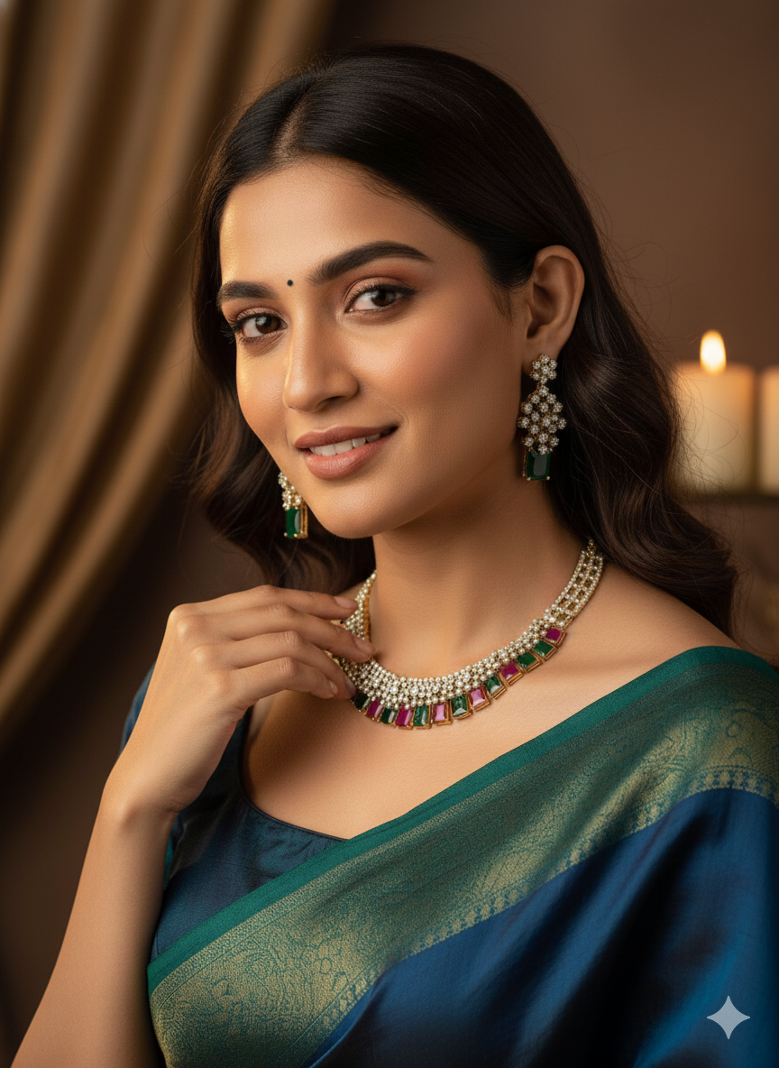 Multicolour Necklace Amercian Diamond