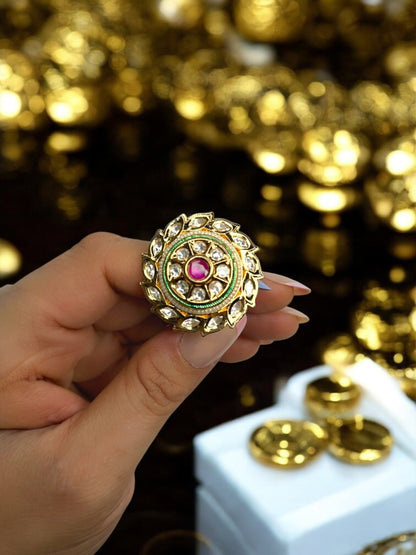 Multicolour nakshaya adjustable Ring