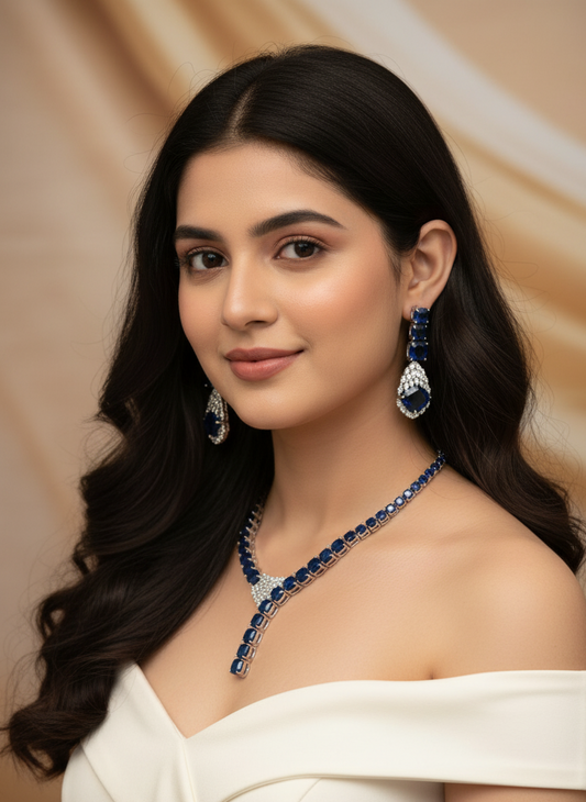 Navy blue necklace set