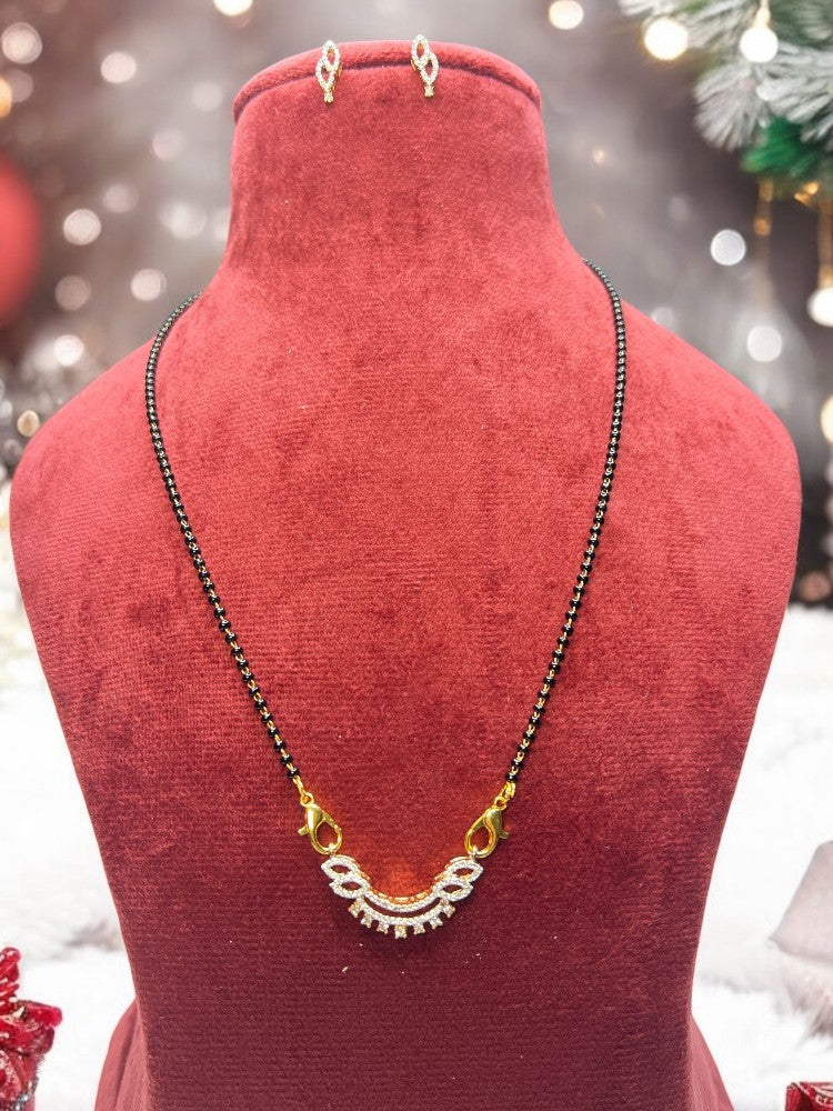 Oval Gold Mangalsutra with studs