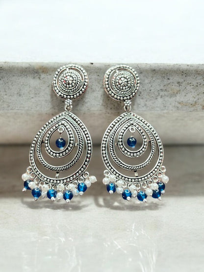 Oxidised Blue Dangler Earrings