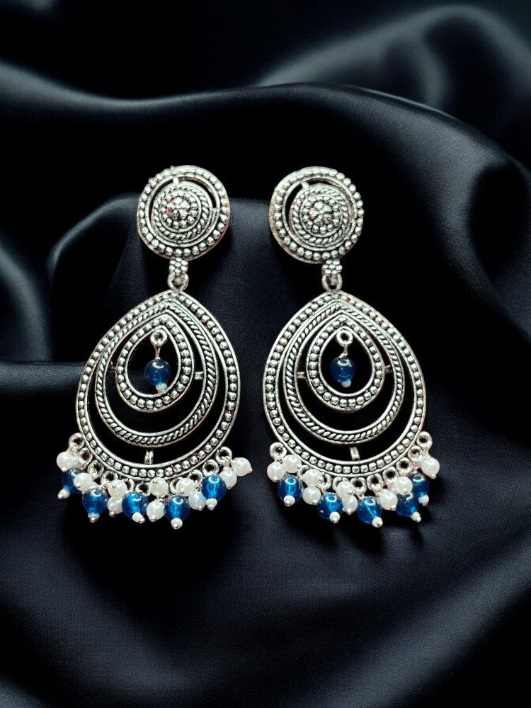 Oxidised Blue Dangler Earrings