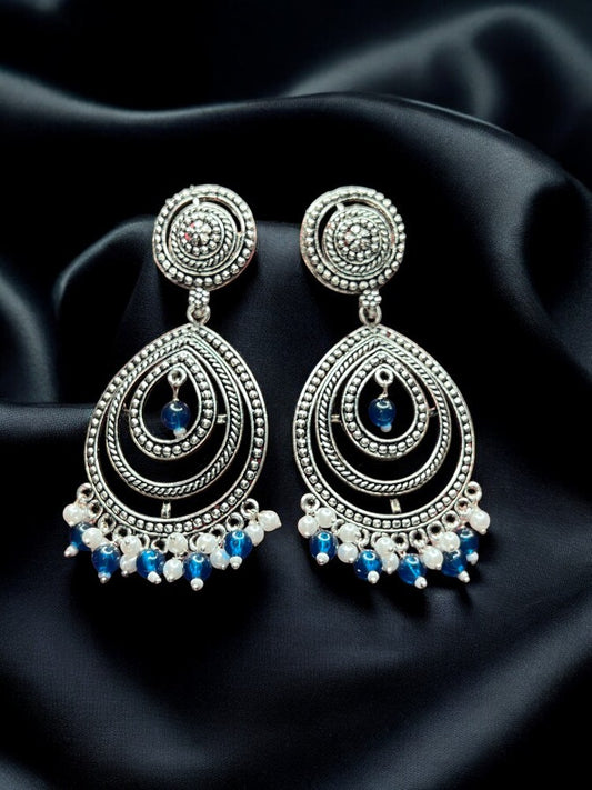 Oxidised Blue Dangler Earrings