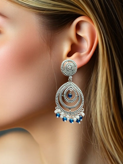 Oxidised Blue Dangler Earrings