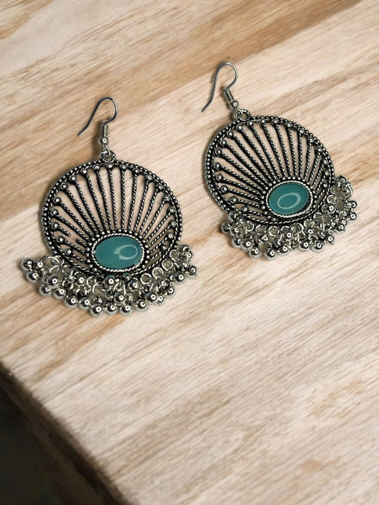 Oxidised Blue Lasya Dangler Earrings