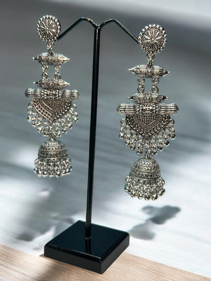 Oxidised Long Dangler Earrings