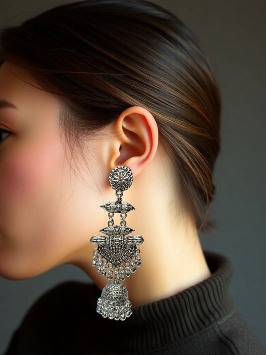 Oxidised Long Dangler Earrings
