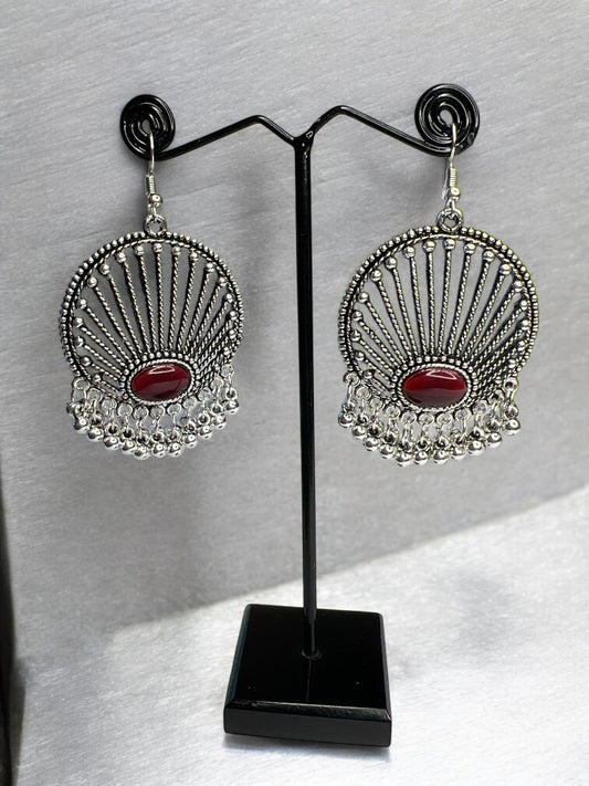 Oxidised Red Lasya Dangler Earrings
