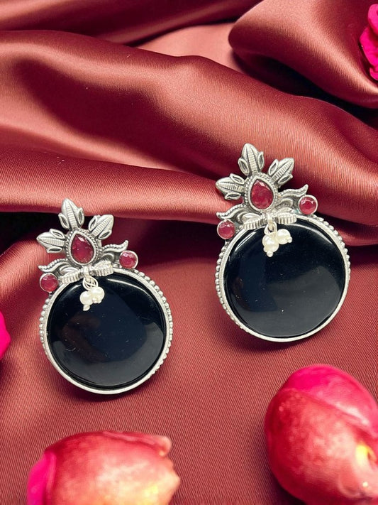 Oxidised Silver black Ruhi Studs