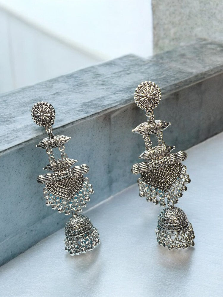 Oxidised Long Dangler Earrings
