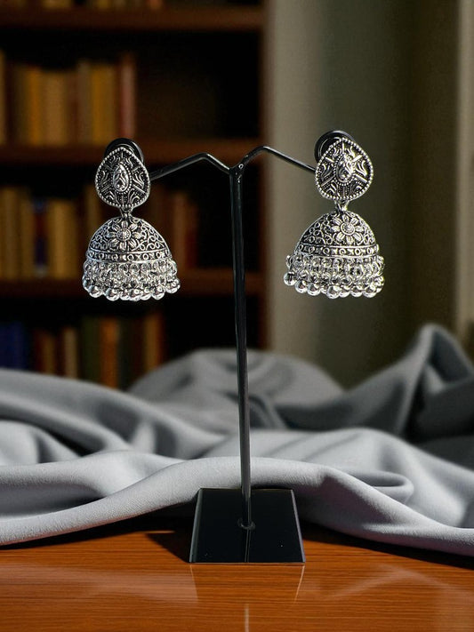Oxidised Silver Farah Jhumki Earrings