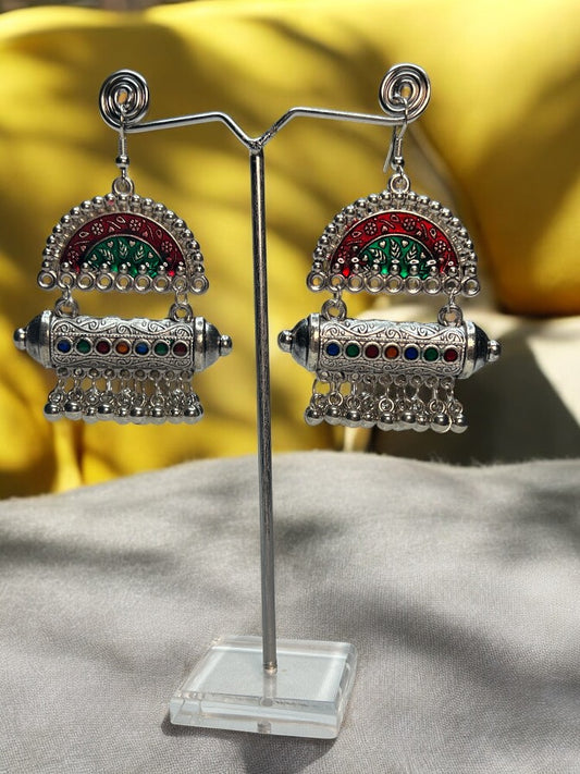 Oxidised Multicolour Dangler Earrings