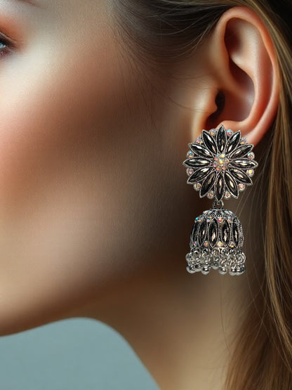 Oxidised Abha Jhumki Earrings