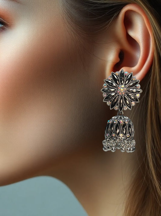 Oxidised Abha Jhumki Earrings