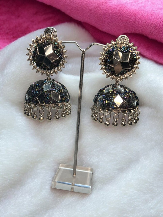 Oxidised Black Jhumki Earrings