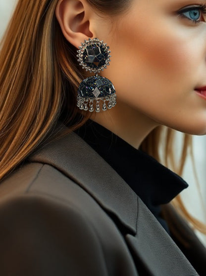 Oxidised Black Jhumki Earrings