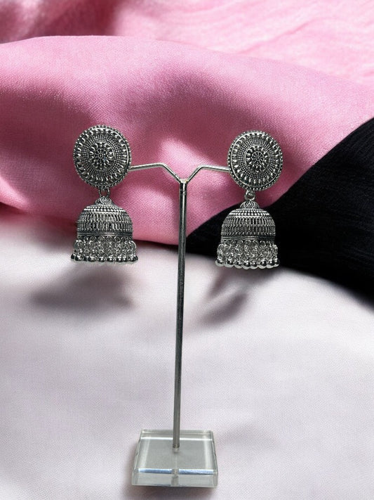 Oxidised Chakra Jhumka Earrings