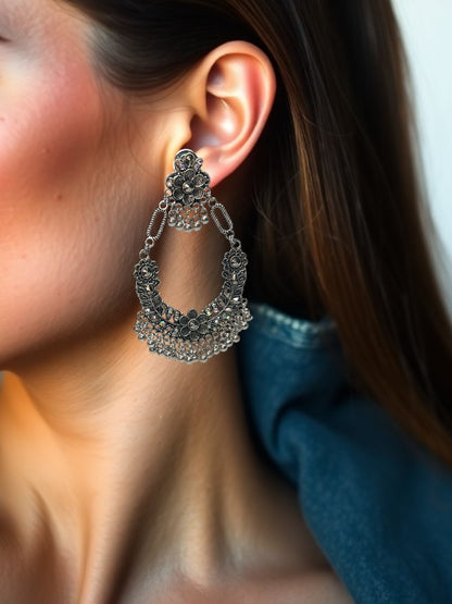 Oxidised Ridhi Dangler Earrings