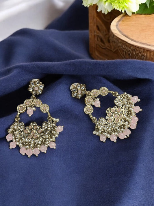 Baby Pink Anika Chandbali Earrings