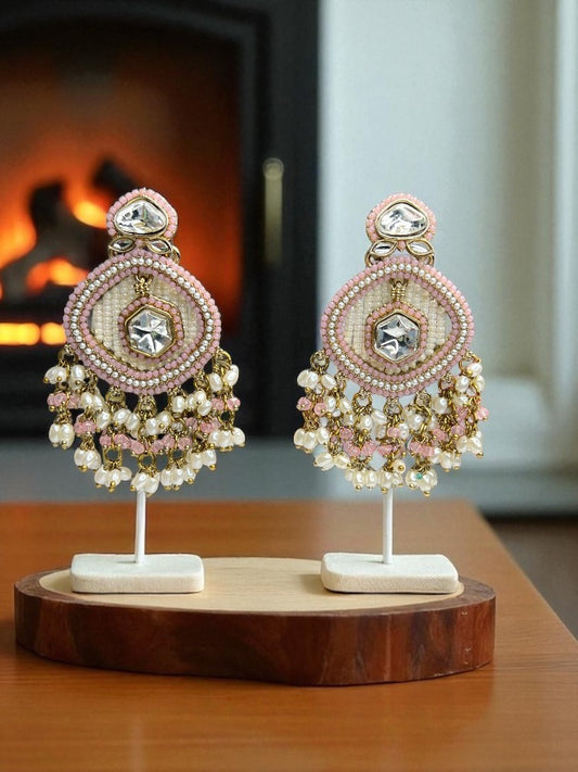 Pink Mihika Chandbali Earrings