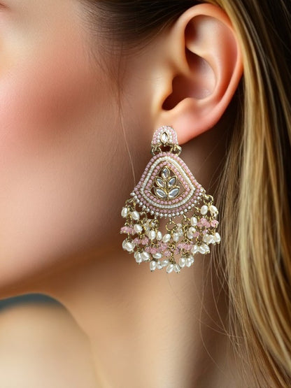 Pink Chandbali Earrings