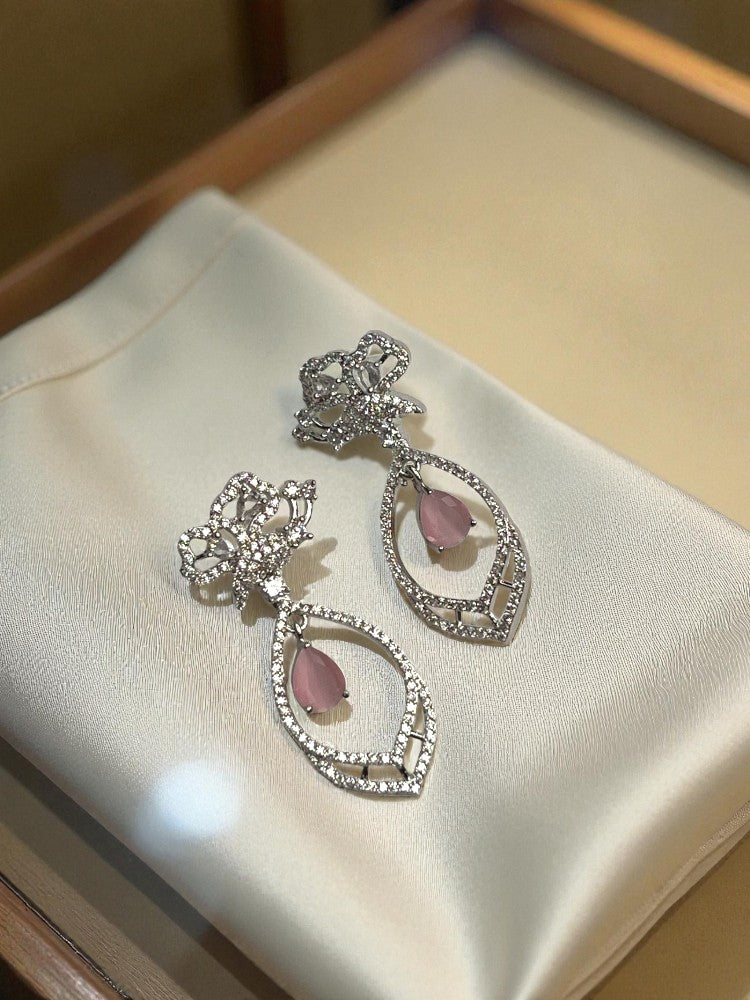 Pink Oval Dangler Earrings