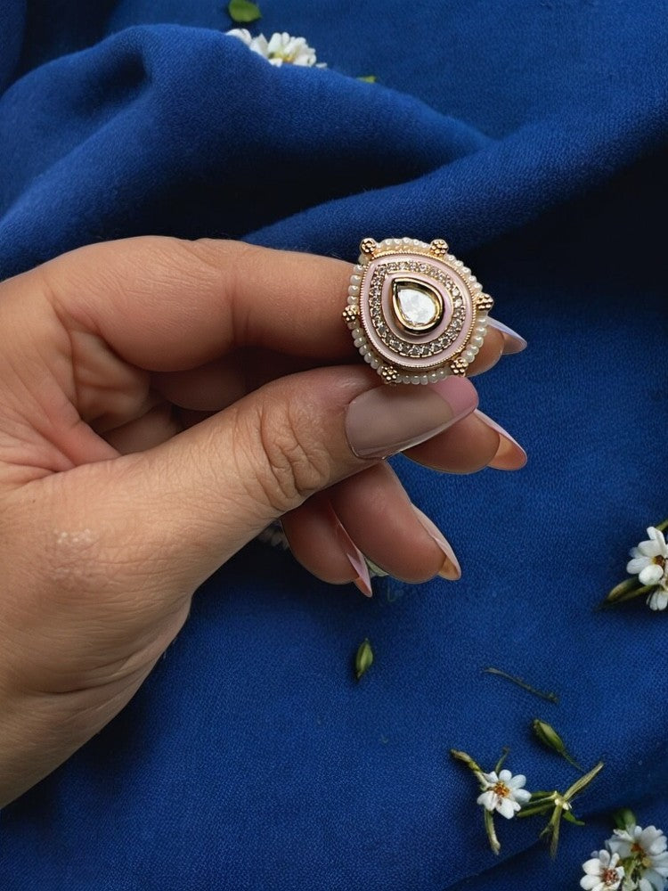 Pink Pearl Vani adjustable Ring