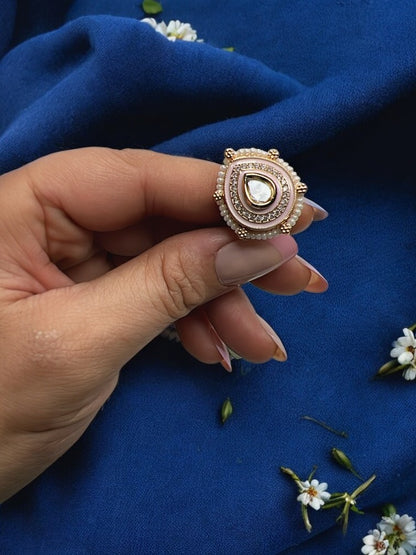 Pink Pearl Vani adjustable Ring