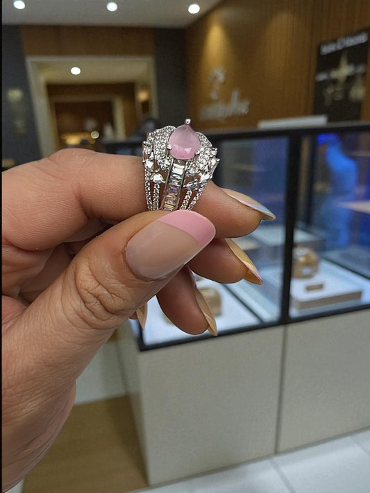 Pink Silver AD Prisha Ring