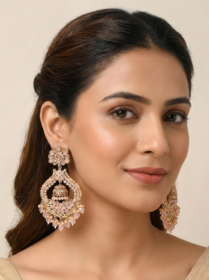Pink Chandbali Earrings