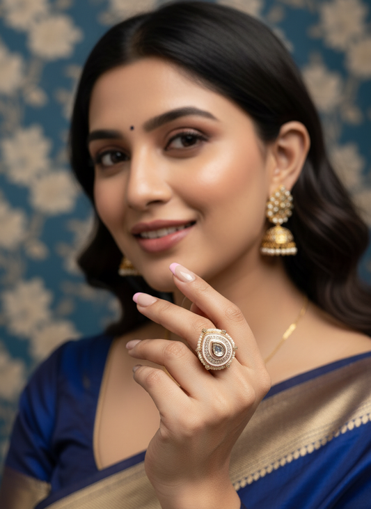 Pink Pearl Vani adjustable Ring