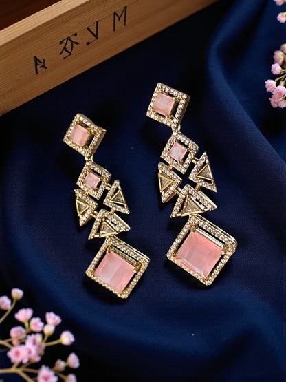Pink Gold Jiya American Diamond Necklace Set