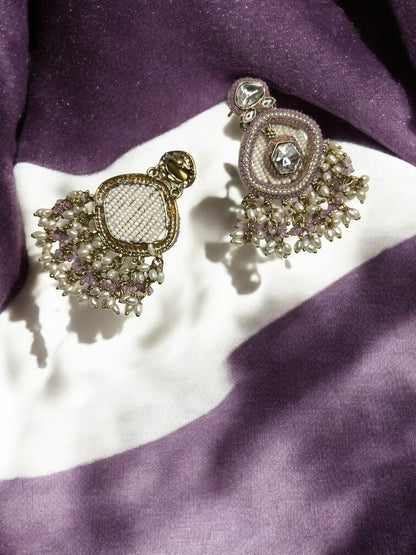 Purple Mihika Chandbali Earrings
