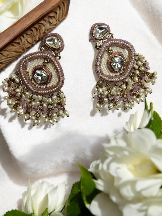 Purple Mihika Chandbali Earrings
